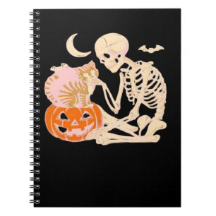 Skelett umarmende Katze Halloween Katzenliebhaber Notizblock