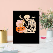 Skelett umarmt KatzenHalloween Katzenkatze-Katze-K Acrylschild (Hochzeit)