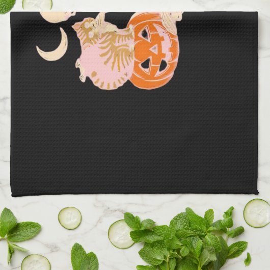 Skelett umarmt KatzenHalloween Katzenkatze-Katze-K Geschirrtuch (Gefaltet)