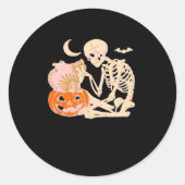 Skelett umarmt KatzenHalloween Katzenkatze-Katze-K Runder Aufkleber (Vorderseite)