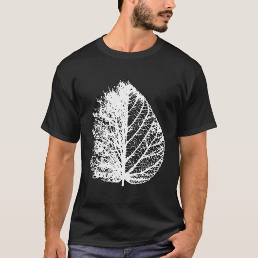 Skelett- und Bare-Tree-Design verlassen T-Shirt (Vorderseite)