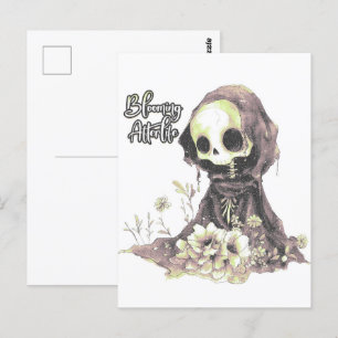 Skelett und Blume Postkarte