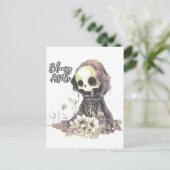 Skelett und Blume Postkarte (Stehend Vorderseite)
