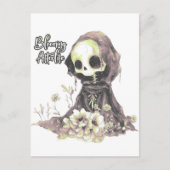 Skelett und Blume Postkarte (Vorderseite)