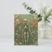 Skelett und Blume Postkarte (Stehend Vorderseite)