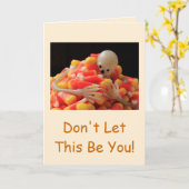 Skelett und Candy Mais Halloween Karte (Gelbe Blume)