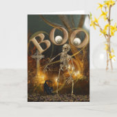 Skelett und Grave Halloween Karte (Gelbe Blume)