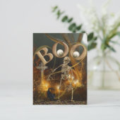 Skelett und Grave Halloween Postkarte (Stehend Vorderseite)