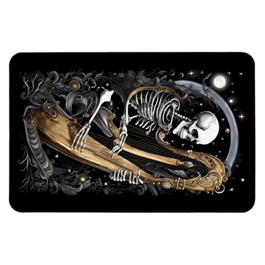 Skelett und Harfe I Magnet (Horizontal)