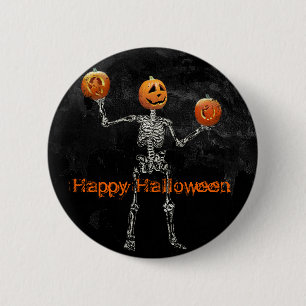 Skelett und Jack O' Lanterns Button