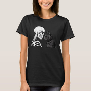 Skelett und Katzennase berühren gruselig süß Hallo T-Shirt