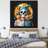 Skelett und Kürbis Leinwanddruck (Insitu (Schlafzimmer))