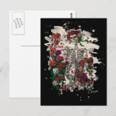 Skelett und Rose - gebleichte Version Postkarte (Vorne/Hinten)
