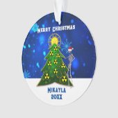 Skelett und Weihnachtsbaum mit Radiationszeichen Ornament (Vorderseite)