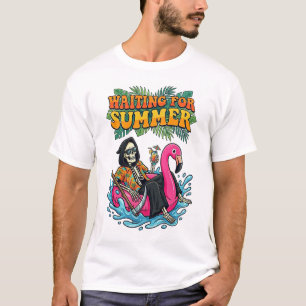 Skelett Urlaub Sommer Flamingo Sense Kunst T-Shirt
