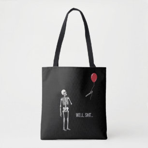 Skelett verlorener Ballon, dunkler Humor Halloween Tasche