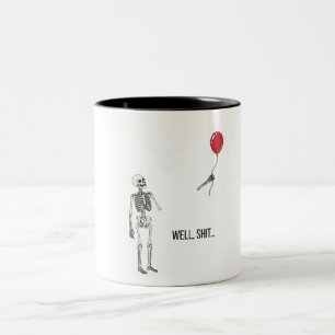 Skelett verlorener Ballon, dunkler Humor Halloween Zweifarbige Tasse