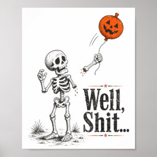 Skelett verlorenes Kürbisballon lustiger Halloween Poster