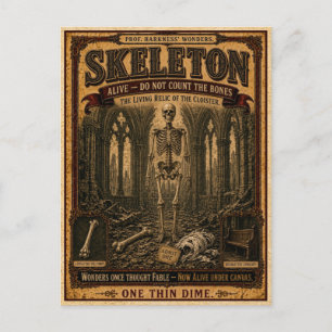 Skelett, Vintage Zirkusmonster Postkarte