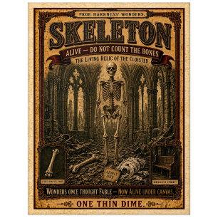 Skelett, Vintage Zirkusmonster Postkarte