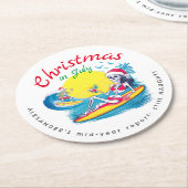 Skelett Weihnachten im Juli Beach Surf Naughty Runder Pappuntersetzer (Angewinkelt)