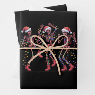 Skelett Weihnachten Tanzendes Skelett Licht Merry  Geschenkpapier Set