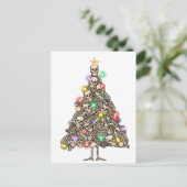 Skelett Weihnachtsbaum Funny Ugly Xmas Skelette Postkarte (Stehend Vorderseite)