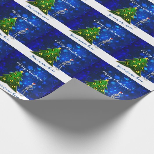 Skelett & Weihnachtsbaum mit Radiationszeichen Geschenkpapier (Ecke)