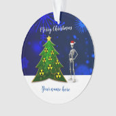 Skelett & Weihnachtsbaum mit Radiationszeichen Ornament (Vorderseite)