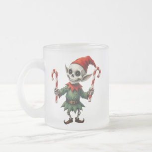 Skelett-Weihnachtself – Gruselig süßer dunkler Fei Mattglastasse