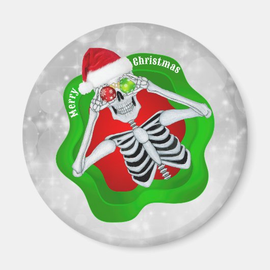 Skelett Weihnachtsgeschmuck Spritzer Form Kreis Magnet (Vorne)