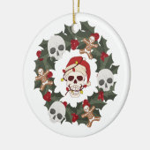 Skelett Weihnachtskranz auf einem Keramik Ornament (Links)