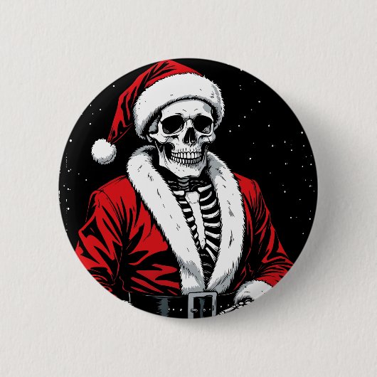 Skelett-Weihnachtsmann Button (Vorderseite)