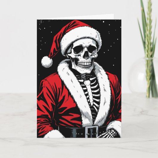 Skelett-Weihnachtsmann Karte (Vorderseite)