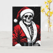 Skelett-Weihnachtsmann Karte (Gelbe Blume)
