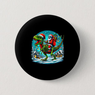 Skelett-Weihnachtsmann reitet T-Rex-Dinosaurier Lu Button