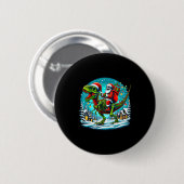 Skelett-Weihnachtsmann reitet T-Rex-Dinosaurier Lu Button (Vorne & Hinten)