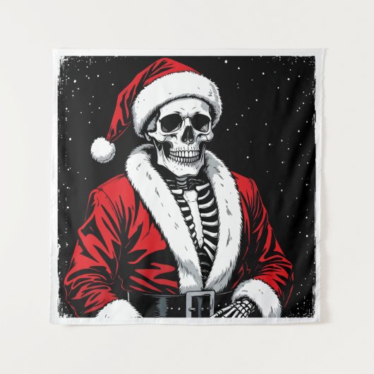 Skelett-Weihnachtsmann Wandteppich (Vorderseite)