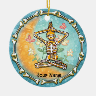 Skelett Yoga Keramik Ornament