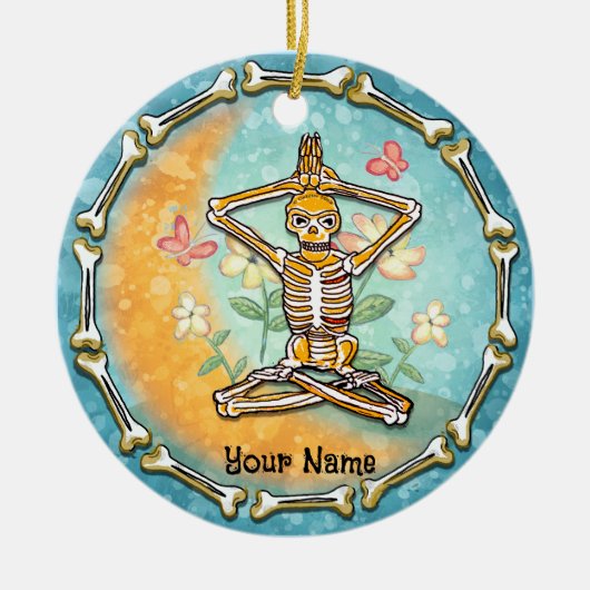 Skelett Yoga Keramik Ornament (Vorne)