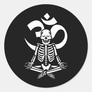 Skelett Yoga Meditation Om Kostüm Lustiges Aum Kos Runder Aufkleber