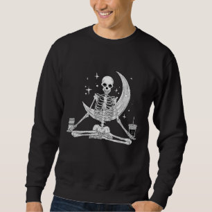 Skelett Yoga Meditieren und trinken Kaffee Funny Sweatshirt