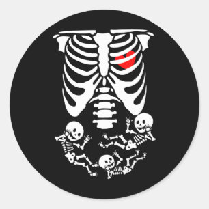 Skelett zu Halloween-Schwangerschaften Kostüme m Runder Aufkleber