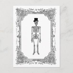 Skelett-Zylinder Vintage-Rahmen Halloween-Grußkart Postkarte