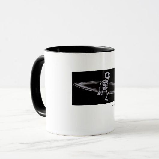 Skelettartige Amputiertersurfer-Tasse Tasse (Vorderseite Links)