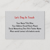 Skelettartige Hand der Liebe Visitenkarte (Rückseite)