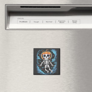Skelettastronaut trägt einen Kürbis Magnet