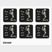 Skelettaufkleber beten quadratischer aufkleber (Blatt)