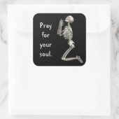 Skelettaufkleber beten quadratischer aufkleber (Tasche)