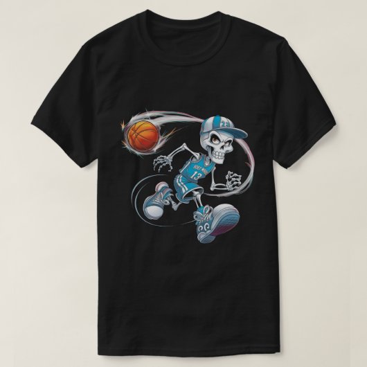 Skelettball-Basketballspieler Beängstigend zu Hall T-Shirt (Design vorne)